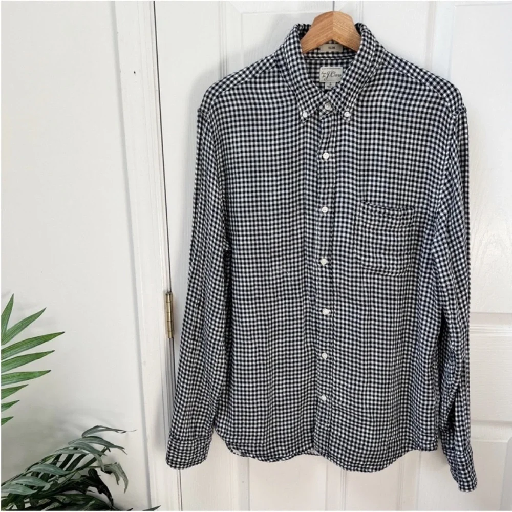 J. Crew Slim Double Weave Shirt Plaid Check
